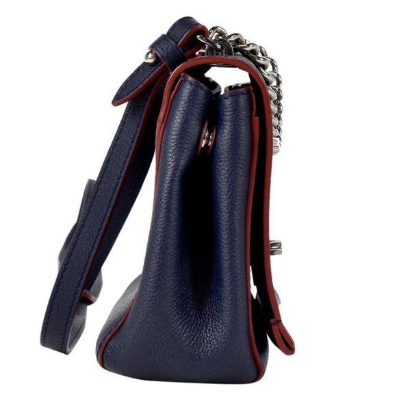 Lockme 2 BB 2WAY Chain Handbag Diagonal Shoulder Bag Leather Marine Rouge - Picture 2 of 8